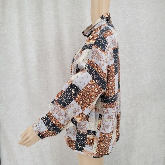 Xposure Silk Vintage Bomber Jacket Mixed Print Leopard Patchwork Women's Medium - Picture 4 of 8